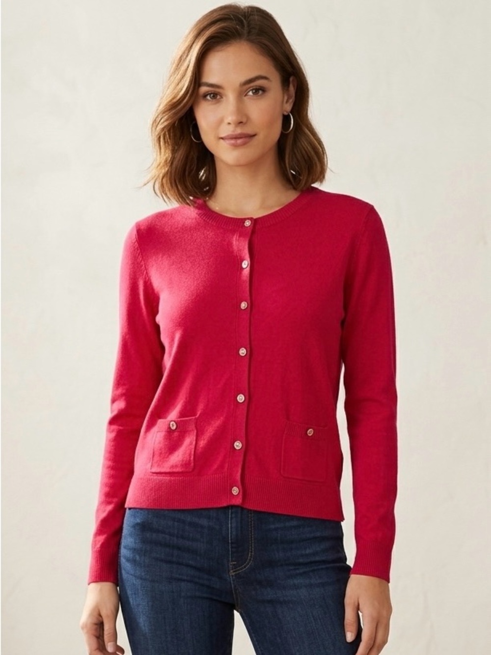 Tommy Hilfiger Classic Crewneck Button-Front Cardigan M